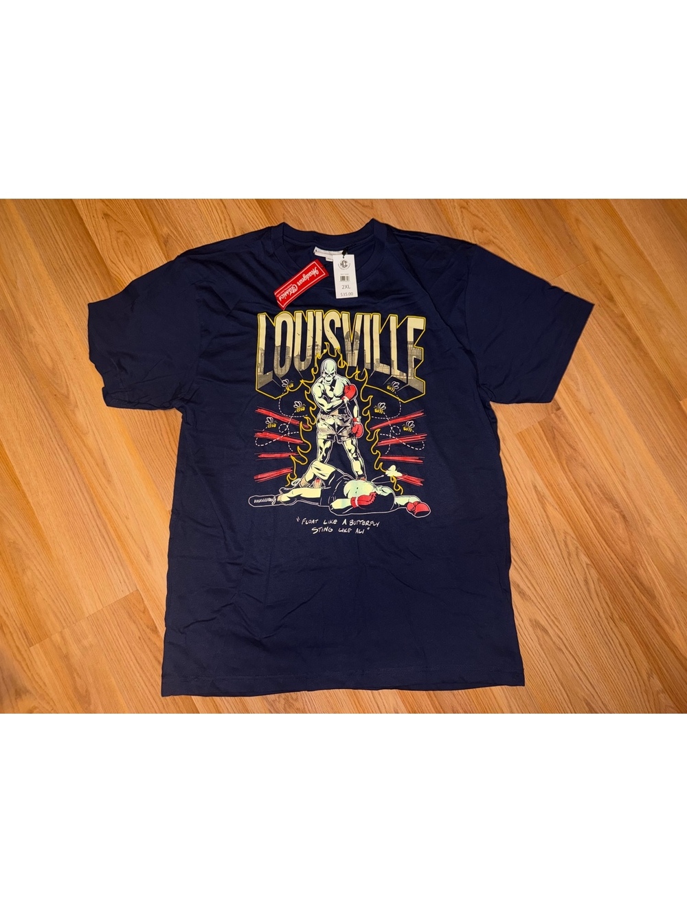 2XL LOUISVILLE GRAPHIC BOXING TEE -HEADGEAR CLASSICS-NAVY $35